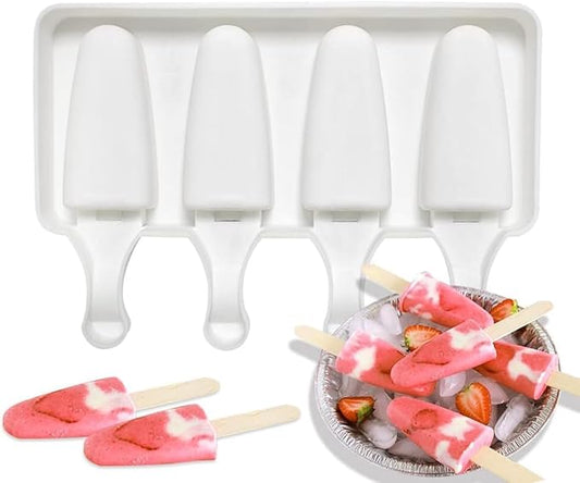 1 Pack Cute Triangle Shape Popsicle Molds Silicone Ice Pop Molds 4 Cavities Popsicle Molds for Kids Adults Ice Cream Mold Cakesicles Mould DIY Popsicle Maker Homemade Popsicle Silicone Molds M