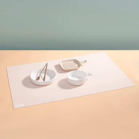 Extra Large Silicone Mat Kitchen Counter Heat Resistant Table Mat 36" x 24" | Place Mats Countertop Protector, Thick Placemats Silicone Mats for Kitchen Counter Dining Table Mat, White Translucent, Sapid