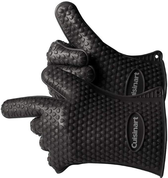 Cuisinart Heat Resistant Silicone Grilling Gloves for Indoor and Outdoor Cooking, Grilling, One Size