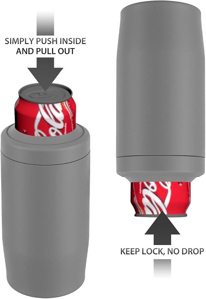 Morefeel 4-in-1 Insulated Can Cooler for 12 oz Cans & Bottles | 304 Stainless Steel Can Holder Fits 12 Oz Slim Cans, Standard Cans, Beer Bottles & Works as A Open Cup; Dishwasher Safe