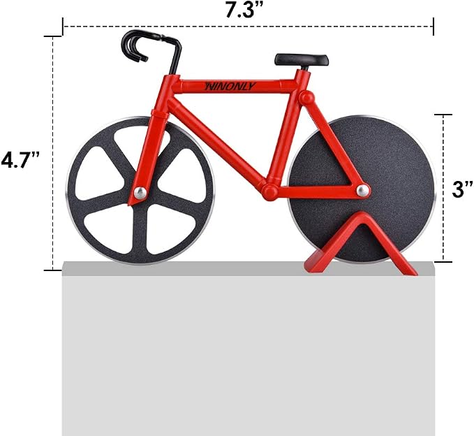 Ninonly Bicycle Pizza Cutter Wheel,Non-stick Bike Pizza Slicer,Stainless Steel Cutting Wheels With a Stand for Pizza Lovers, Housewarming Gifts Cool Kitchen Gadget Cool Men's Gift