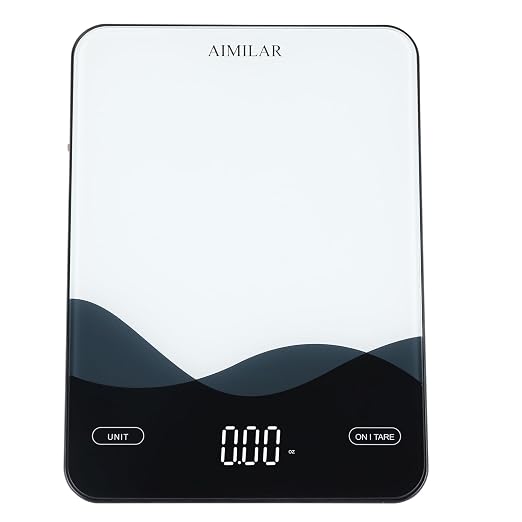 AIMILAR USB-C Rechargeable Kitchen Scale 22lb Tempered Glass Touch LED | USB-C rechargeable kitchen scale, 22lb/10kg, touch LED, 4 units & auto shut off for baking meal prep