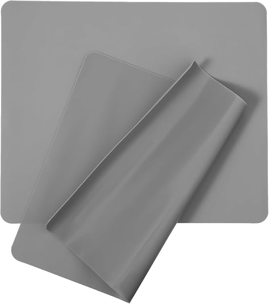 2pcs Silicone Mat for Crafts, 9.45 X 7.87 In Silicone Mat for Kitchen Counter, Heat Resistant Non-Slip Counter top Protector, Placemat, Baking (Dark Gray)