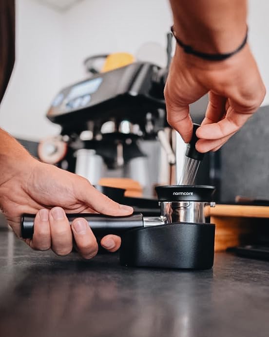Normcore Portafilter Holder, Portafilter Tamping Station, 304 Stainless Steel With Silicon Espresso Holder Tamper Stand Fits 58mm Espresso Machines Portafilters, Black