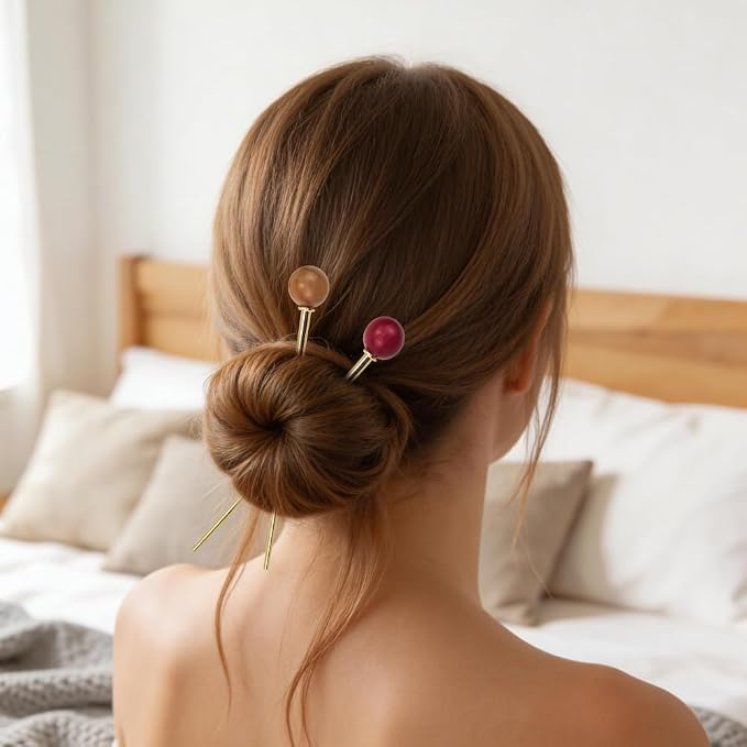 6Pcs Hair Sticks for Buns Elegant French Hair Pins for Women, Alloy Hair Forks for Curly, Straight, Wavy & Fine Hair