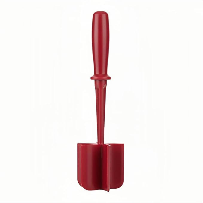 Meat Chopper, Hamburger Grinder, Premium Heat Resistant Masher for Ground Beef, Burger Grinder, Potato Masher, Nylon Potato Mix Tool, Safe, Non-Stick, Mix and Chop Kitchen Tool - Red