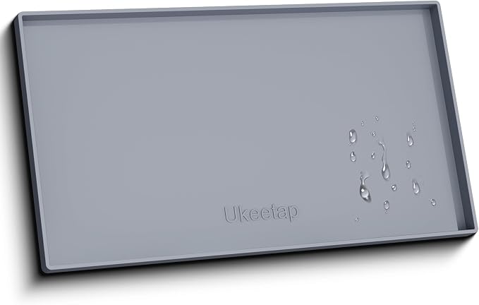 ukeetap 40" x 22" Extra Thick Silicone Mat Waterproof with Raised Edge, Under Sink Mat for Kitchen & Bathroom, Kitchen Cabinet Liner, Multi-Purpose for Storage & Protection, Gray