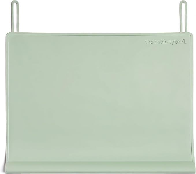 Table Tyke Placemat XL Silicone Baby Placemat with Teething Edge Bumper - Waterproof Toddler Table Mat for Eating, BPA Free, Dishwasher Safe (Sage Green)