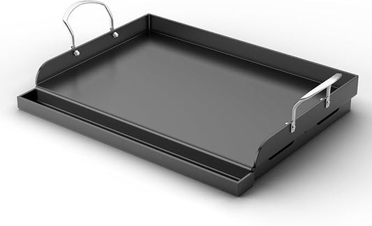 17"x13" Pre-Seasoned Nonstick Cast Iron Griddle for Gas Grill - Universal Flat Top with Grease Groove, Reinforced Ridges & High Sidewalls for Gas/Charcoal, Fits Weber, Charbroil