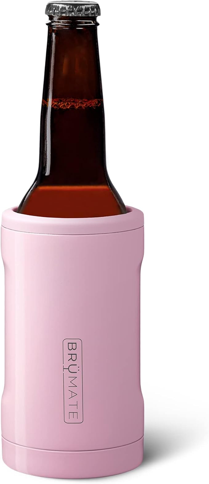 BrüMate Hopsulator Bott'l Insulated Bottle Cooler for Standard 12oz Glass Bottles | Glass Bottle Insulated Stainless Steel Drink Holder for Beer and Soda (Blush)