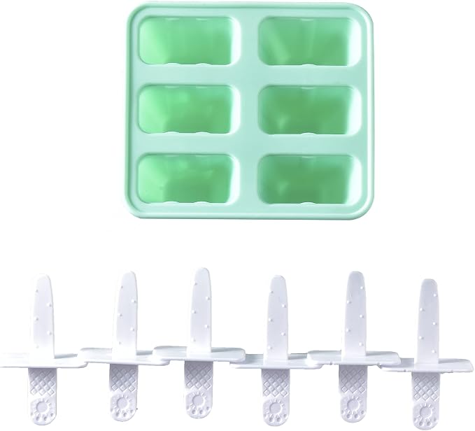 Popsicle Mold,Popsicle Molds 6 Pieces Silicone Ice Pop Molds BPA Free Popsicle Mold Reusable Easy Release Ice Pop Make (Green)