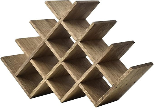 KIRIGEN Wood Wine Rack, 13-Bottle 4-Tier Countertop Holder, Brown 4-DBR | 22.28 x 5.9 x 13.9 In, Freestanding Wooden Rack Stores 13 Wine Bottles for Counters, Cabinets, Pantry Shelves, and Home Bars