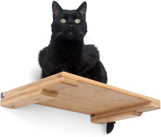 Catastrophic Creations Cat Perch, Mounting Wall Cat Shelves, Strong & Sturdy Onyx Bamboo Wood Cat Tree Floating Shelf, Lounger Cat Shelf, Cat Furniture for Indoor Cats, 18”