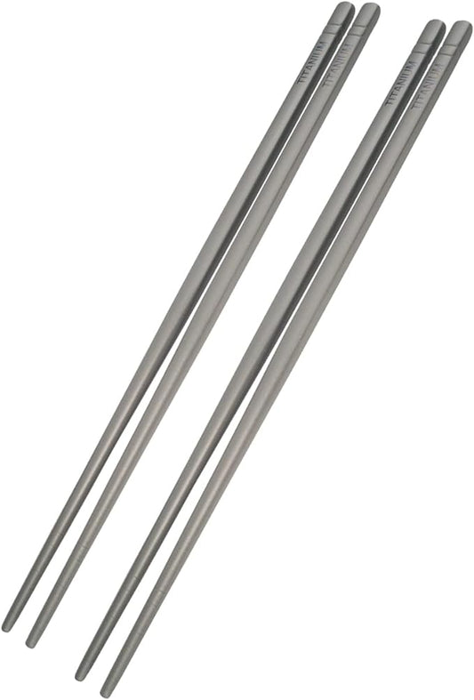 Titanium Chopsticks Ultralight 2 Pairs Square Standard Length Rice, Noodles and Sushi Reusable Cutlery Cookware (9 inches (23cm))