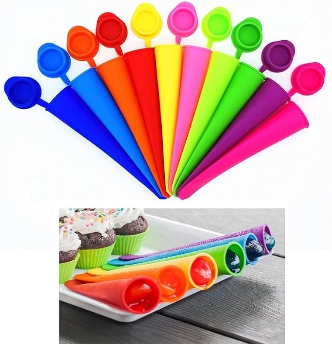 ECOBERI Silicone Popsicle Molds Set of 8 with BPA-Free Material - Reusable Ice Pop Maker with Attached Lids for Easy Storage - Stick-Free Design for Kids and Adults | BPA-Free Material, Reusable Ice Pop Maker, Attached Lids for Easy Storage, Stick-Free...
