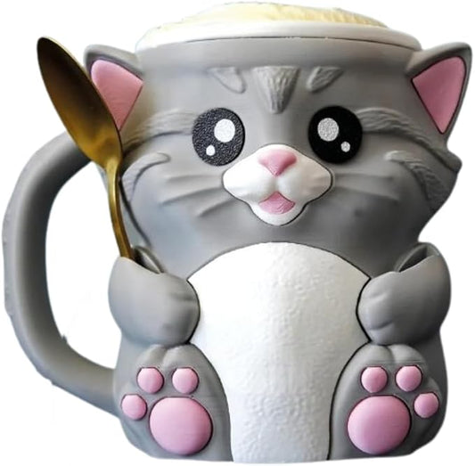 Ice Cream Pint Holder – Fits Standard Pints – Dual Spoon Sockets – Keeps Hands Warm – Fun Unique Designs with Vibrant Colors – Reusable Ice Cream Sleeve - Ramen Noodle Holder (Cat)