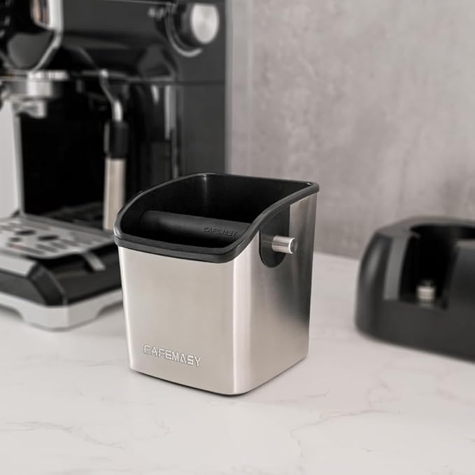Espresso Puck Knock Box Accessories - Home Use Small Coffee Knock Box Stainless Steel Dump Bin Barista Tools for Espresso Machine Bar Coffee Grounds