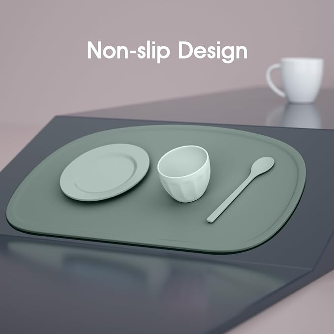 Cuddle Campus Set of 3 Silicone Placemats with Raised Edges for Kids,Toddlers,Babies, Non-Slip Dinning Table Mat, Baby Eating Mat, Food Mat Set-3
