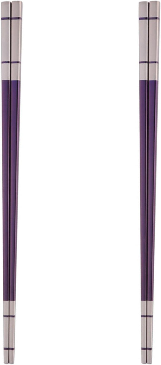 Reusable Stainless Steel Chopsticks,Dishwasher Safe , Easy to Use(2 PCS,purple)