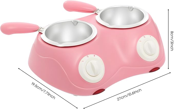 Chocolate Melting Pot Electric Fondue Pot Set, Double Melting Pot for Chocolate Cheese Butter, Mini Candy Maker Warmer for Home Parties Kids Dessert DIY