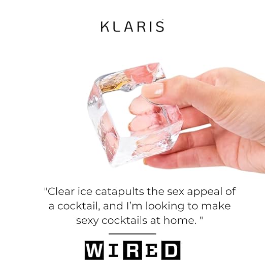 Klaris Clear Ice Maker, 4 Large 2-Inch Ice Cubes for Whiskey & Cocktails | Klaris Clear Ice Maker, Stainless Steel Shell, Reusable Ice Tray, Slow-Melting Ice, Ready in 8–12 Hours