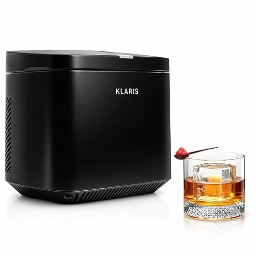Klaris Clear Ice Maker, 2 Large 2-Inch Ice Cubes for Whiskey & Cocktails | Klaris Mini Clear Ice Cube Maker, 2 Large 2-Inch Crystal Clear Ice Cubes, Slow Melting, Ready in 8–10 Hours