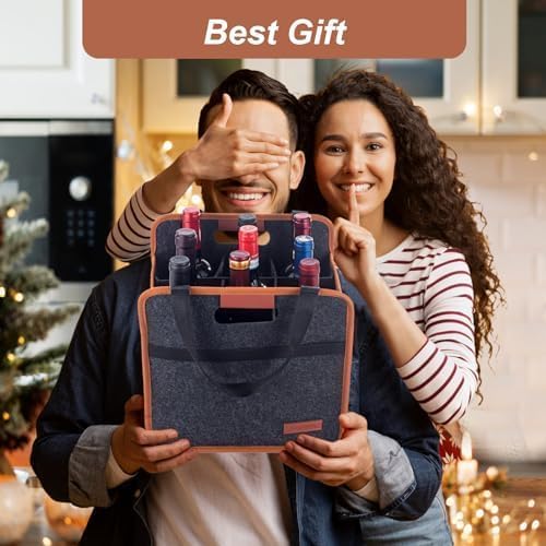 Foyego 2 Pack 9 Bottle Wine Tote Bag, Insulated Thermal Padded Wine Carrier Tote, Reusable Wine Bags for Wine Bottles Travel, Camping and Picnic, Perfect Wine Lover Gift
