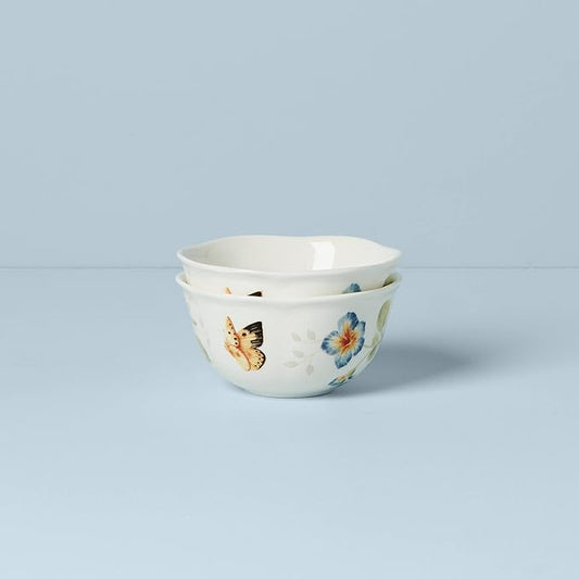 Lenox 890914 Butterfly Meadow 2-Piece Porcelain Dessert Bowl Set, Blue, 4.75"
