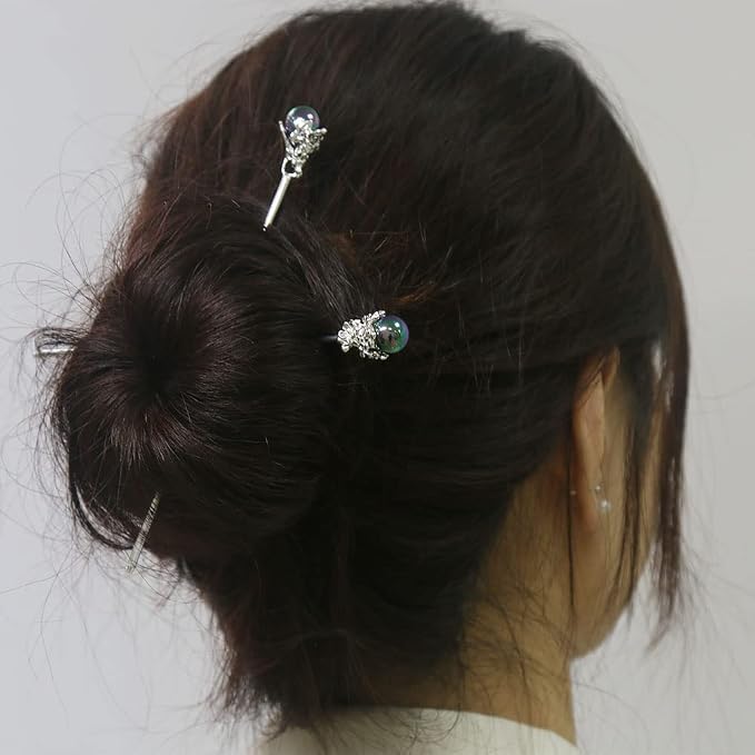 1 Pack Chinese Hair Stick for Long hair Metal Hair Pins 6" for Buns Vintage Hair Sticks for Women Daily Party