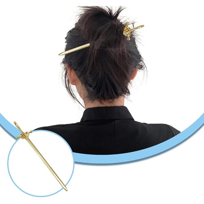 2 Pcs Girls Chopsticks Vintage Hair Sticks Hairpins Vintage Hair Accessories for Women Girls Long Hair (Golden)