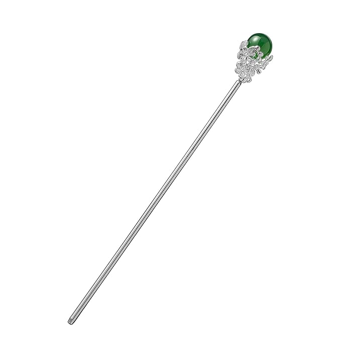 Silver-plated Metal Hair Pins for Girl 5.9" Chinese Hair Sticks For Long Hair Buns (E)
