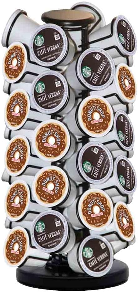 K Cup Holder-Coffee Pod Holder Organizer for 40 K-Cup Pods with 360° Smooth Rotation and Heavy-Duty Base, Space-Saving Storage for Coffee Stations & Kitchen Countertops, No Assembly Required, Black