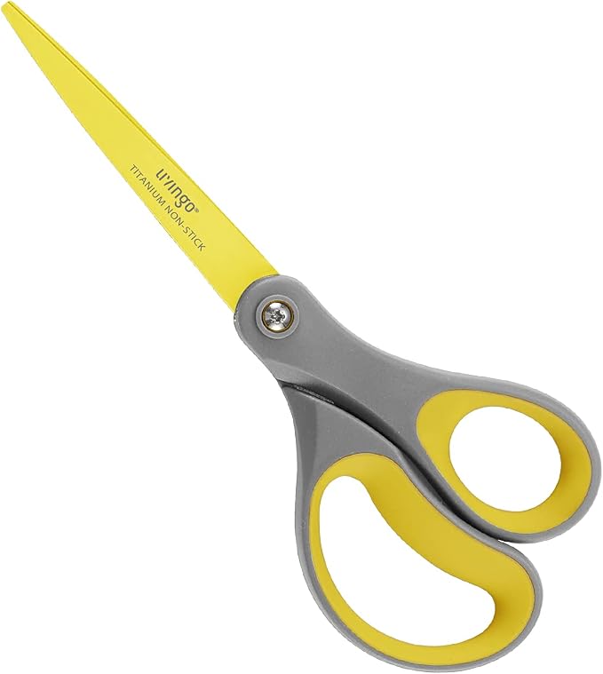 LIVINGO Scissors All Purpose 8" Titanium Non Stick Shears 2 Pack | Durable Stainless Steel Blade, Comfortable Grip, Fabric Sewing Paper Craft Cutting, School Home Office Use