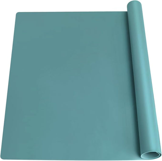 Extra Large Silicone Countertop Mat, Silicone Table Mat Kitchen Counter Protector Nonslip Heat Resistant Desk Mat for Crafts Kids Dinner Placemat Pastry Dough Rolling Mat, Morandi Green