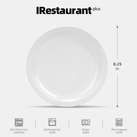 Stoneware Narrow Rim Commercial Grade Dinnerware, Bright White, Plate 8.25, Case of 36