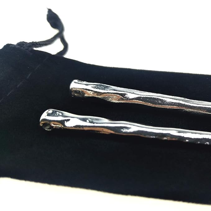 YILE Set of 2 Hair Sticks Chinese Hairpin Metal Hair Accessories Classic Hair Accessories for Women Lady Girls (Silver)