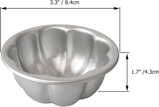 6 Pack Egg Tart Pans Pumpkin Shape, Aluminum Jelly Mold, Pudding Cup Molds, Small Muffin Pan for Baking Jello, Cupcake, Tartlets, 3.3" x 1.7"