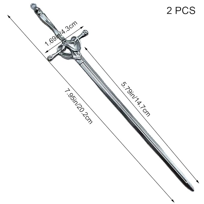 2 Pcs Metal Sword Hair Sticks Vintage Hair Chopsticks Simple and Elegant Hair Pins Sticks for Women and Girls Daily Wear