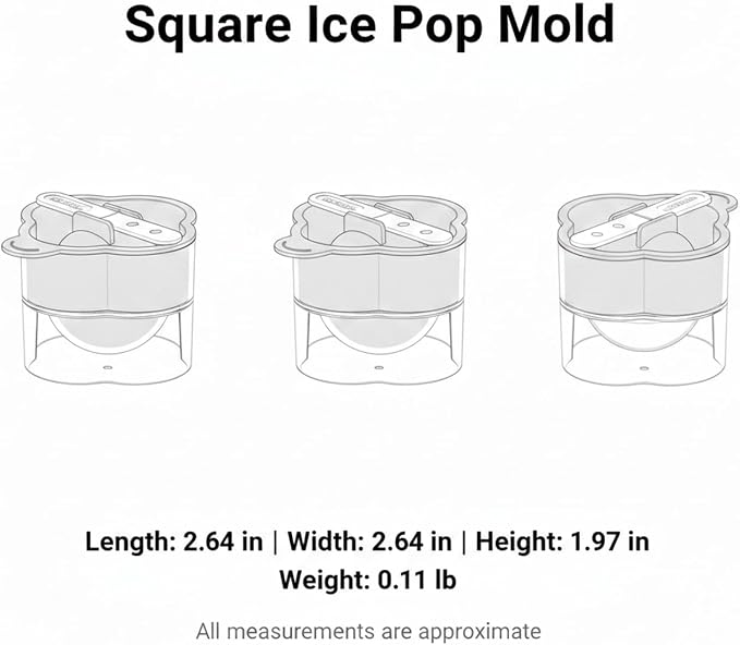 Easy-Use Square Popsicle Mold, Compact PP Plastic Tray for Homemade Frozen Treats, 2.64 Inch Design (1 Piece)