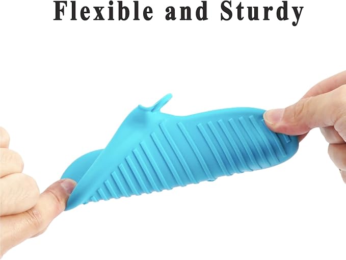 Vaincre 4PCS Silicone Oven Mitts Heat Resistant, Silicone Potholders for Kitchen, Mini Rubber Oven Glove Kitchen Mittens, Cute Cooking Mitts (Blue and Green) | Food Grade Silicone, Non-Slip Grip, Waterproof, Mini Size, Flexible, Dishwasher Safe, For Co...