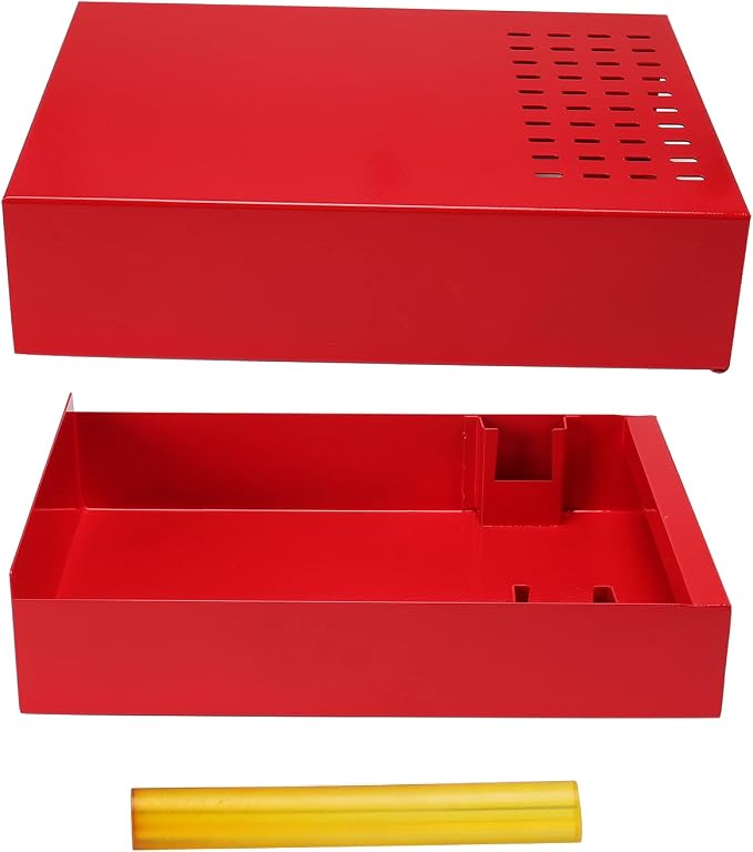 DIBTSA Large Size Espresso Coffee Knock Box Drawer, Stainless Steel Pull-Out Style Coffee Grounds Powder Container Bin for Cafes Restaurant Home Bar, 14.96 x 10.03 x 3.93 inch (Red)