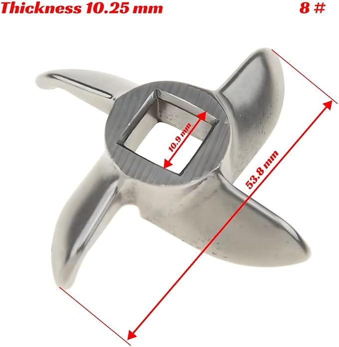 Stainless Steel Silver Meat Grinder Blade #8 – Knife Cutter Replacement for Grinders – Food Chopper Machine Parts – Mincer Cutting Plate Spare Part for Kitchen – Grinding Blades Accessories