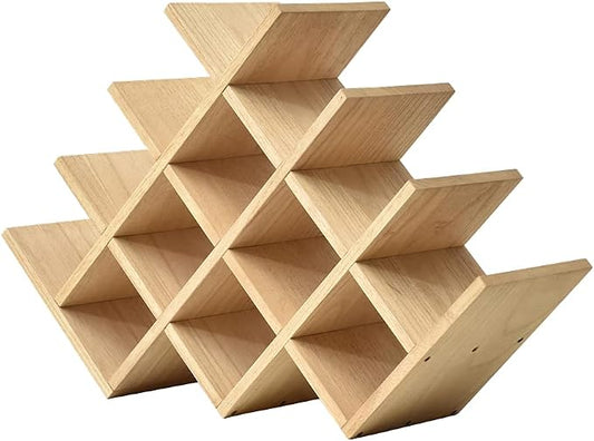 KIRIGEN Wood Wine Rack, 13-Bottle 4-Tier Countertop Holder, Natural, 4-NA | 22.28 x 5.9 x 13.9 In, Freestanding Wooden Rack Stores 13 Wine Bottles for Counters, Cabinets, Pantry Shelves, and Home Bars