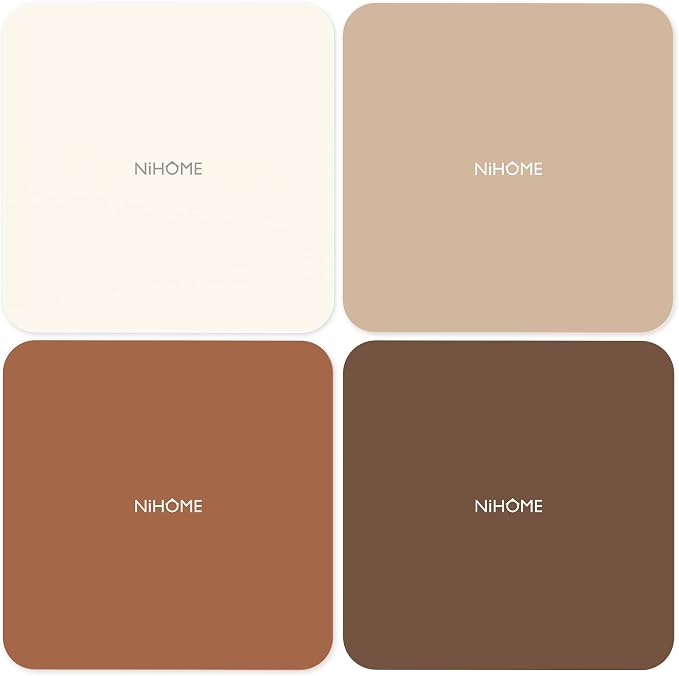 NIHOME Silicone Jar Opener – 6 Inch Large Anti-Slip Grip Pads, Premium 100% Food-Grade Silicone, Stylish Designer Colors, Multi-Purpose Heat-Resistant Mat & Coaster, Set of 4 (Coffee Colors, Square)