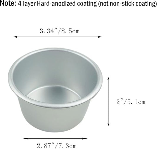 6 Packs Popover Pan， Large Individual Muffin Mold, Aluminium Pudding Cup, Chocolate Molten Mould, Raspberry Souffle Baking Maker, Brownie Tumbler -for Pie, Egg Tart, Cake (Size 3.4"x 2")