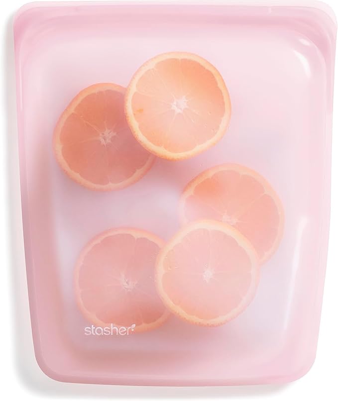 Stasher Premium Reusable Half Gallon Silicone Food Storage Bag, Pink, 64 oz | Food-Safe Silicone, Freezer, Sous Vide, Microwave, Dishwasher, Oven Safe, Meal Prep, Bulk Storage, BPA-Free, Eco-Friendly