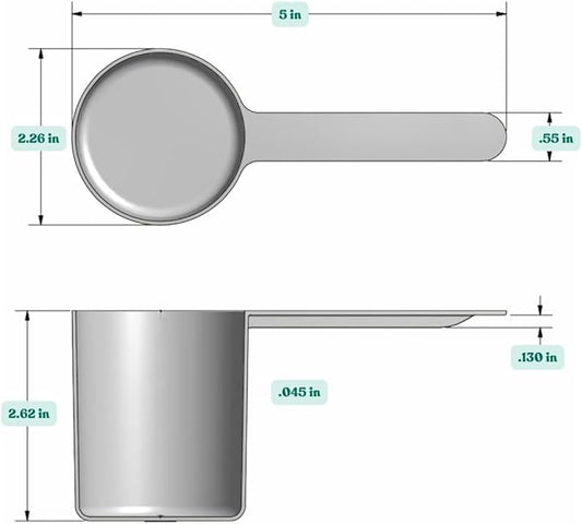 148 mL (148 CC | 5 Oz.) Long Handle Scoop for Measuring Coffee, Pet Food, Grains, Protein, Spices and Other Dry Goods (Pack of 25)