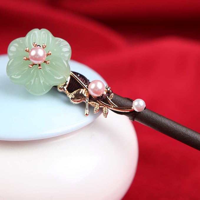Wooden Hair Pins 7.08" Chinese Hair Sticks For Long Hair Buns (D)