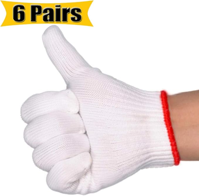 Hand Working Gloves Safety Grip Protection Work Gloves Men Women BBQ Thick Cotton (Pack of 6 Pairs)