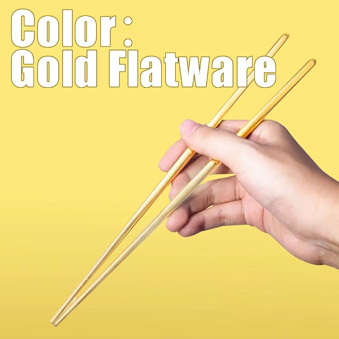 10 Pairs Stainless Steel Chopsticks Reusable,Metal Reusable Chopsticks,9 Inch(Gold Chop sticks reusable dishwasher safe）
